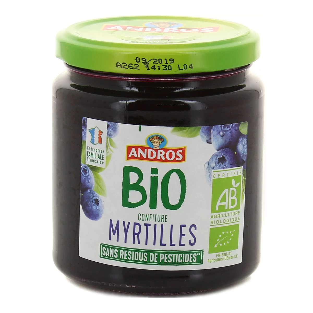 Andros Conf Myrtille Bio 355g