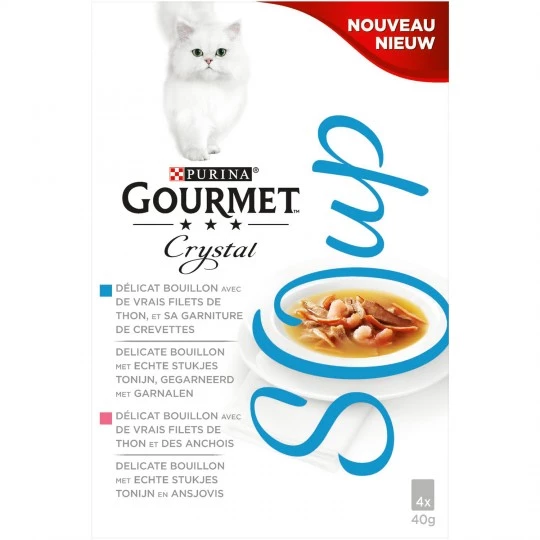 Pâtée pour chat poissons Crystal Soup GOURMET 4x40g - PURINA