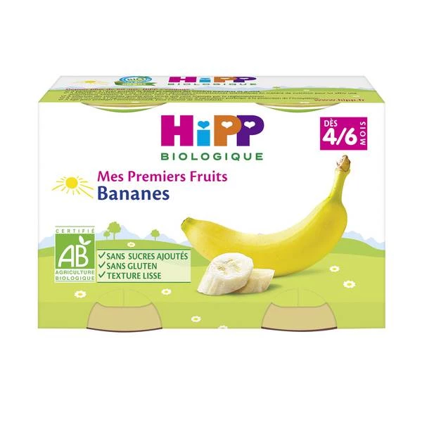 Petits pots banane BIO dès 4/6 mois 2x125g - HIPP
