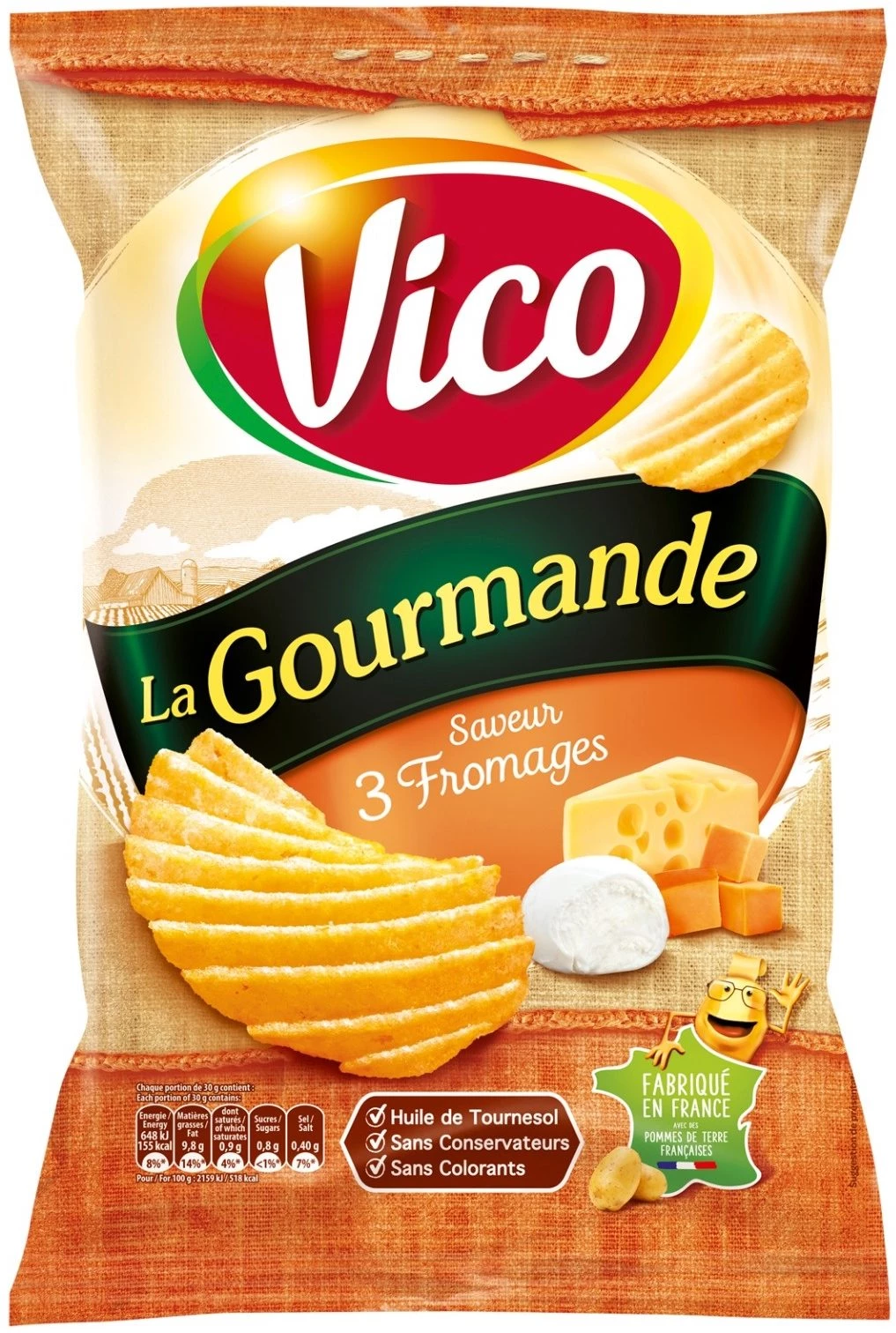 Chips la gourmande saveur aux 3 fromages 120g - VICO