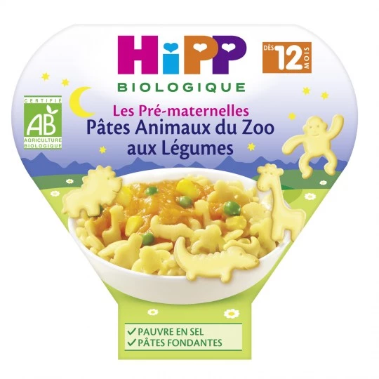 12 महीने के लिए जैविक पशु और सब्जी पास्ता बेबी डिश 230 ग्राम - एचआईपीपी