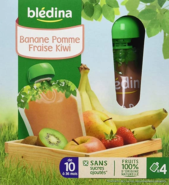 Gourdes banane/ pomme/ fraise/ kiwi 4x90g - BLEDINA
