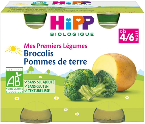 Petits pots BIO brocolis & pomme de terre dès 4/6 mois 2x125g - HIPP