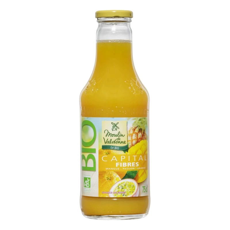 Jus de mangue, passion,  ananas BIO 75cl - MOULIN DE VALDONNE