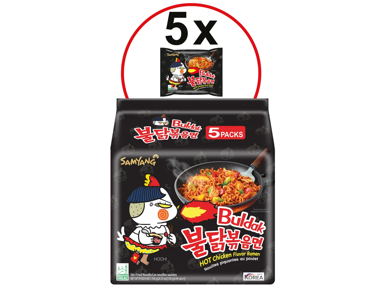 スパイシーチキンラーメン 5x140g - BULDAK