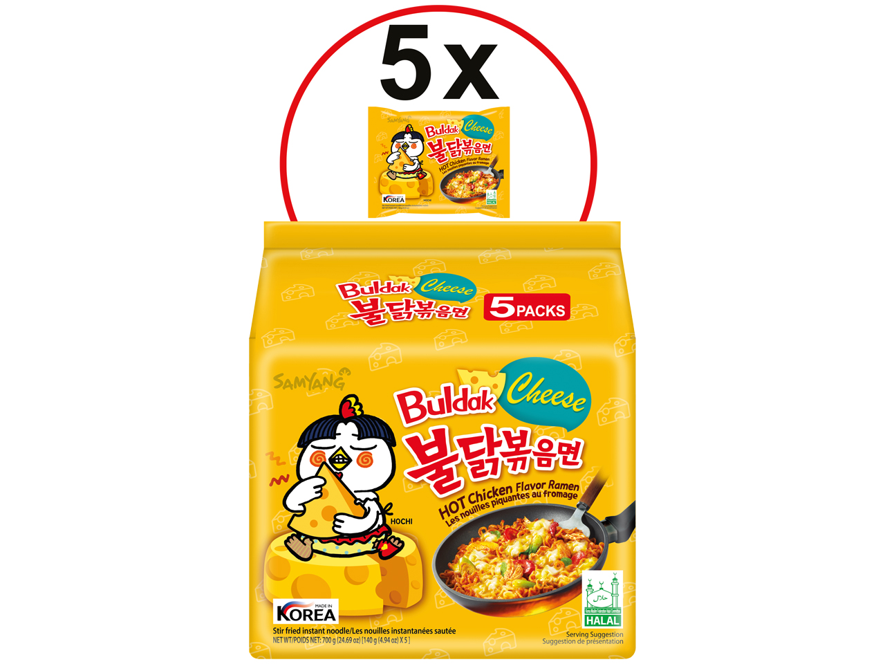 Instant Ramen Spicy Chicken Cheese 5x140g - BULDAK
