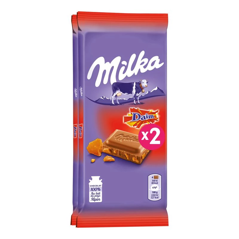 Barra de chocolate camurça 2x100g - MILKA