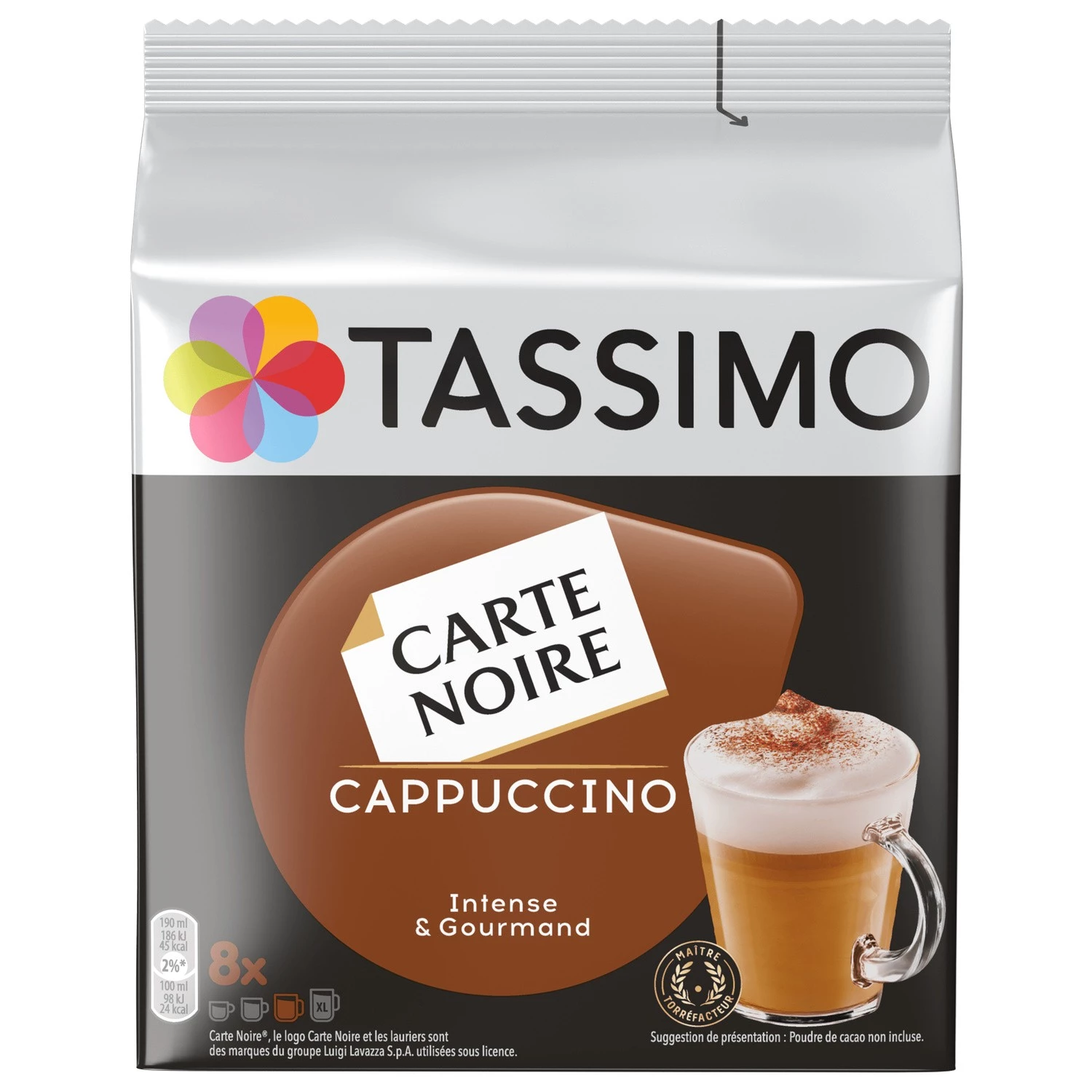 Zwarte kaartcappuccino x16 peulen 267g - TASSIMO