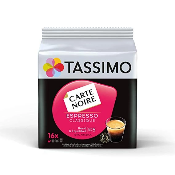 Klassieke zwarte kaart espressokoffie x16 peulen 104g - TASSIMO