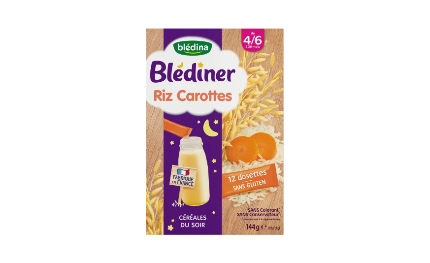 Blédiner riz & carottes dès 4/6 mois 12 dosettes - BLEDINA