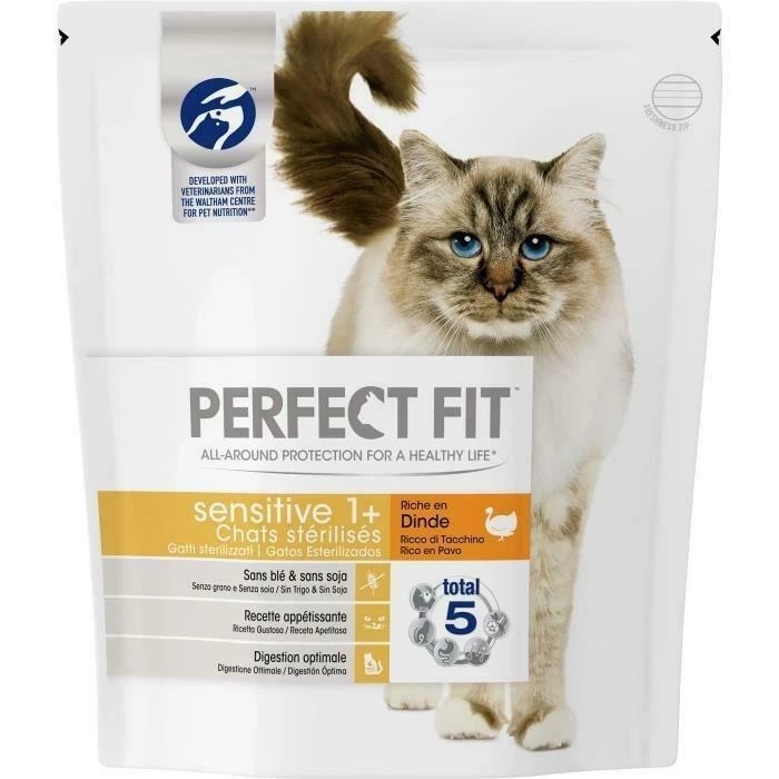 Croquettes pour chats sensibles à la dinde 1.4kg - PERFECT FIT