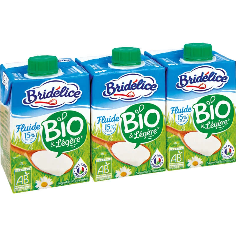 Crema fluida orgánica 15%mg 3x2 - BRIDÉLICE