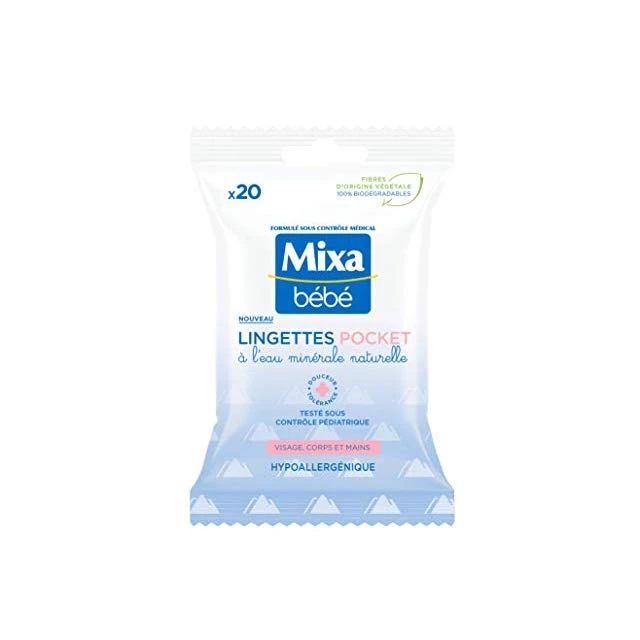 Lingettes pocket à l'eau minérale x20 - MIXA