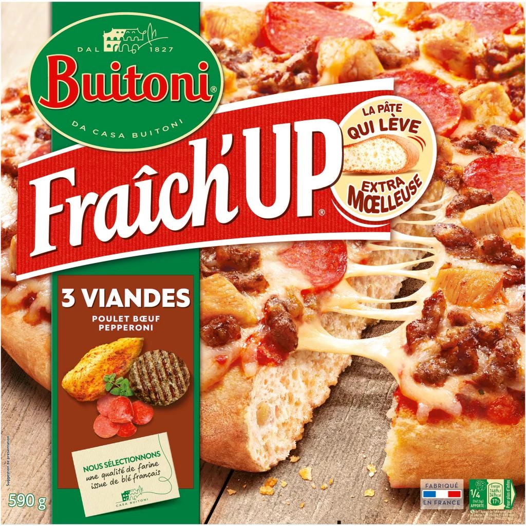 Pizza 3 viandes Fraîch'up 590g - BUITONI