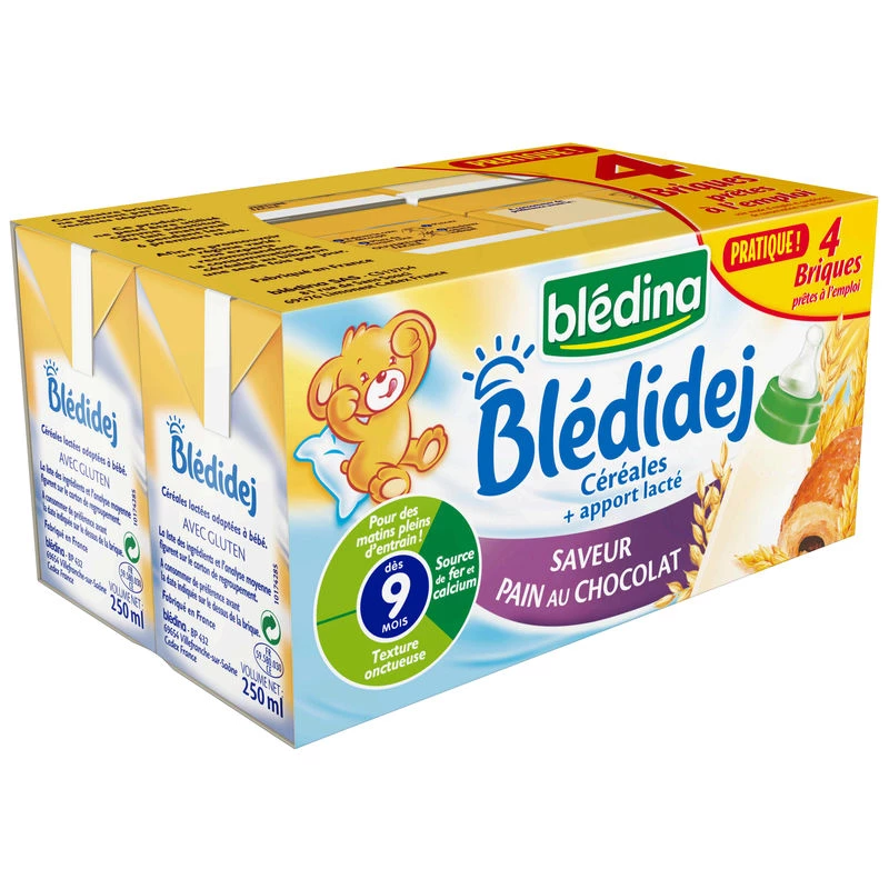 Blédidej pain au chocolat 9 个月起 4x250ml - BLEDINA