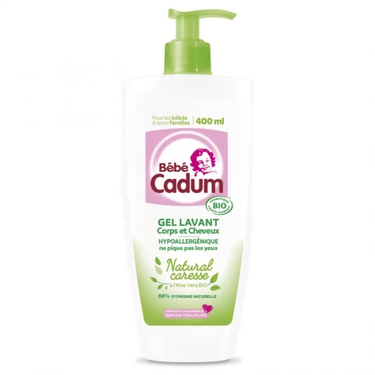 Body and hair shower gel natural caresse BIO 400ml - CADUM