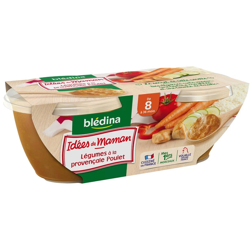 Potes de purê de legumes provençal frango a partir de 8 meses 2x200g - BLEDINA