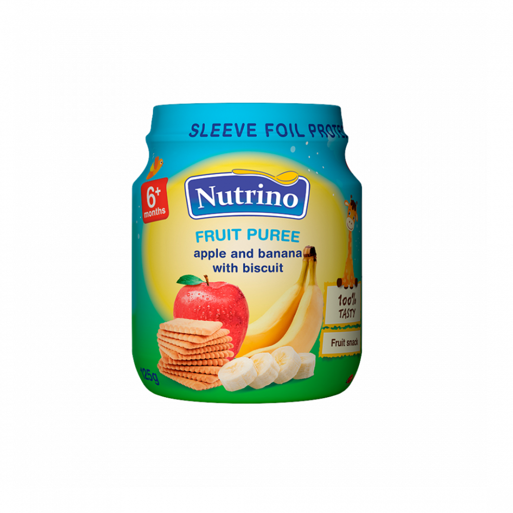 Nutrino Fruit Puree - Apple And Banana With Biscuit