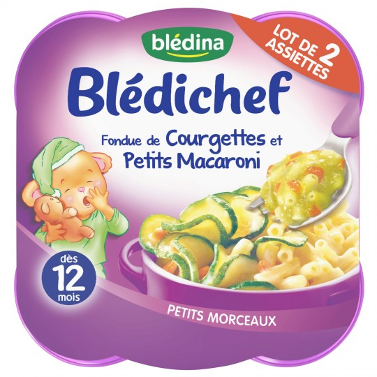 Piattino per neonati dai 12 mesi; Blédichef zucchine/maccheroni 2x230 g - BLÉDINA