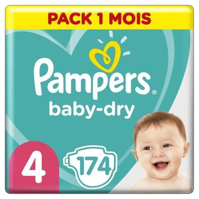 Couches pour Bébé Baby Dry Taille 4, 174 - PAMPERS