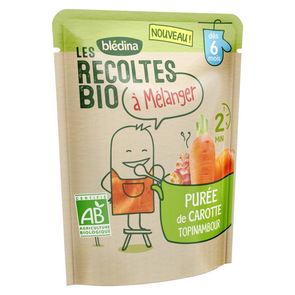 Repas bébé dès 6 mois purée de carotte topinambour Bio 120g - BLÉDINA