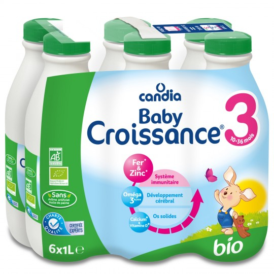 Lait bébé de 10 à 36 mois croissance Bio 6x1L - CANDIA