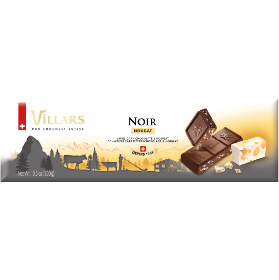 Tablette de chocolat noir suisse au nougat 300g - VILLARS