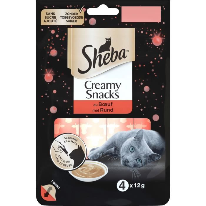 Friandises au boeuf Creamy Snacks pour chat 4x12g - SHEBA