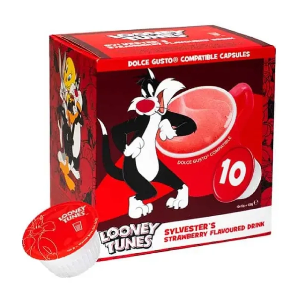 Cápsulas de bebida com sabor de morango Sylvester's Dolce Gusto compatível - Looney Tunes