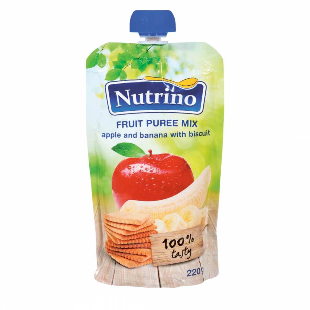 Nutrino Fruit Puree Mix - Apple And Banana With Biscuit