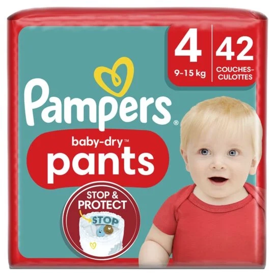PAMPERS COUCHE BABY-DRY PANTS TAILLE 4 (9-15KG) 27 COUCHES