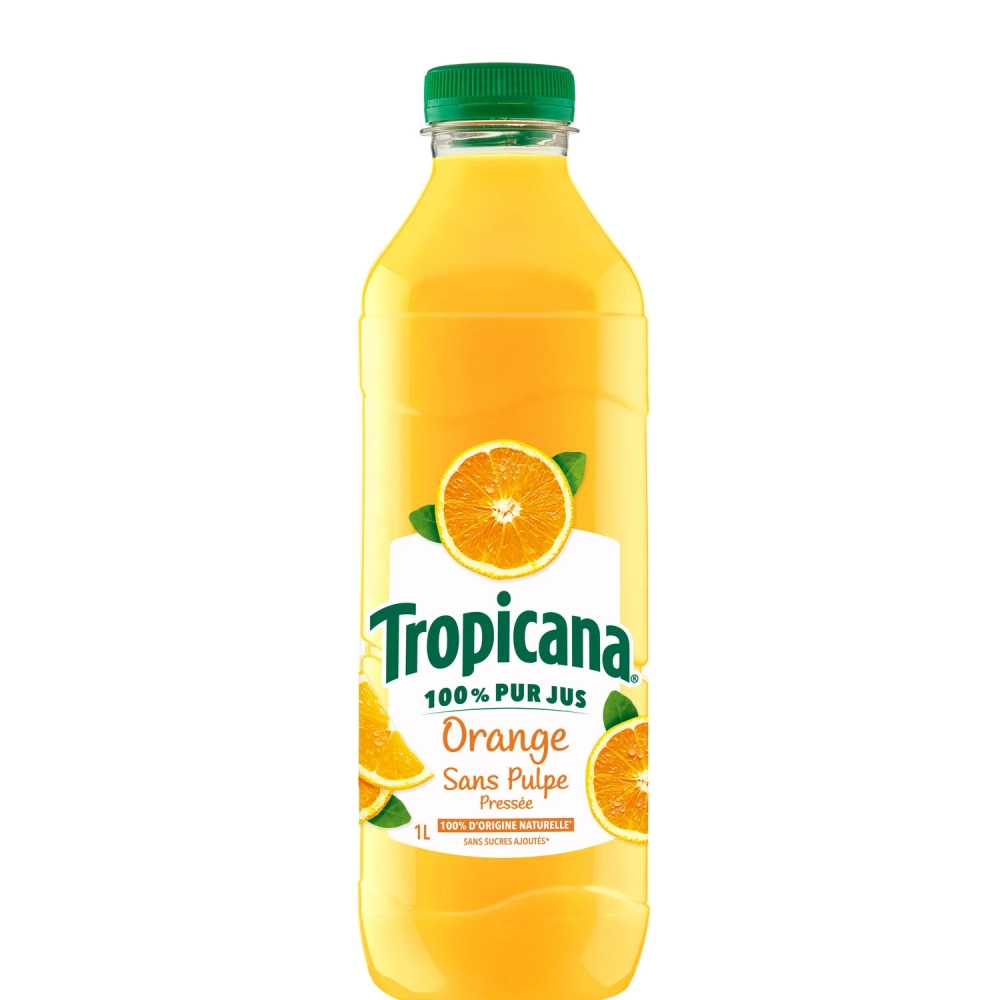 Pur Jus d'Orange Pressée Sans Pulpe 1L - TROPICANA