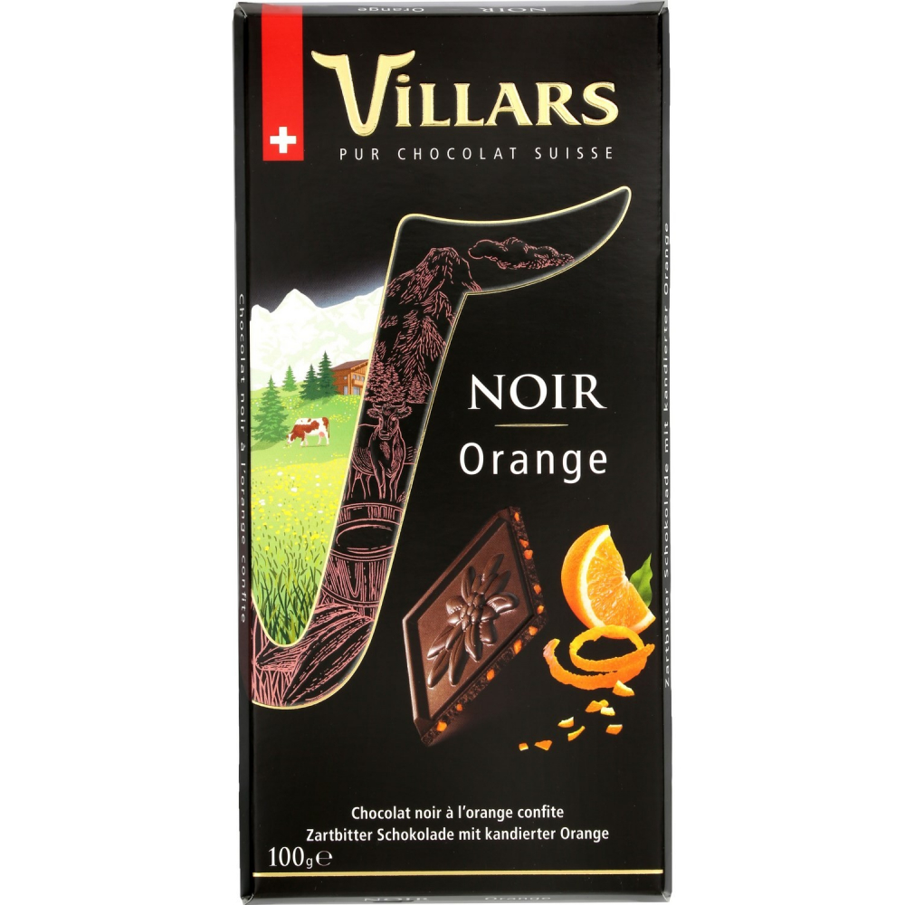 Barra de chocolate negro con naranja confitada 100g - VILLARS