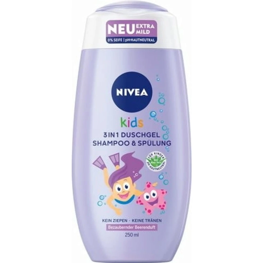 Gel de banho. Shampoo e condicionador 3 em 1 Aroma de frutas vermelhas 250 ml - NIVEA