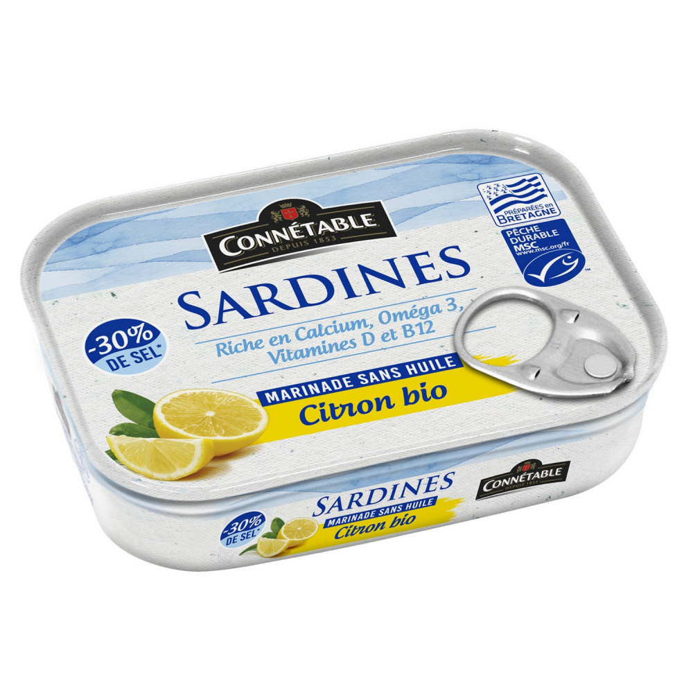 Sardines Marinade au Citron Sans Huile, 135g - CONNÉTABLE