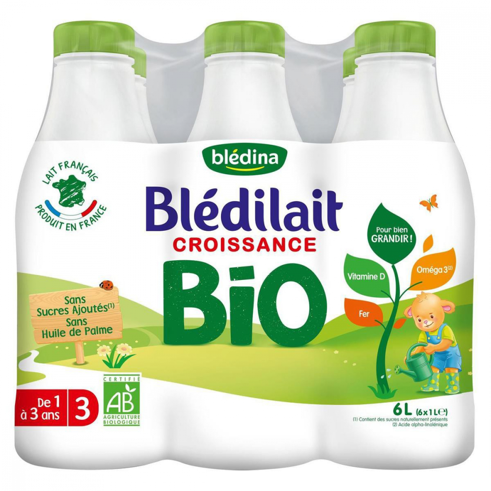 Lait bébé croissance BIO 1/3 ans 6x1L - BLEDINA