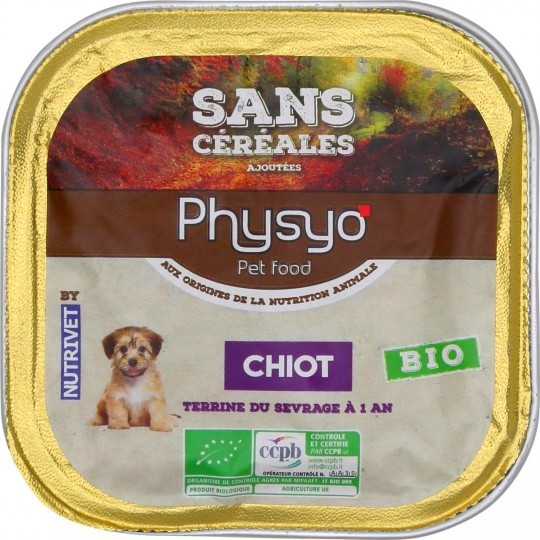 Pâtée pour chiots sans céréales Bio 150g - PHYSYO
