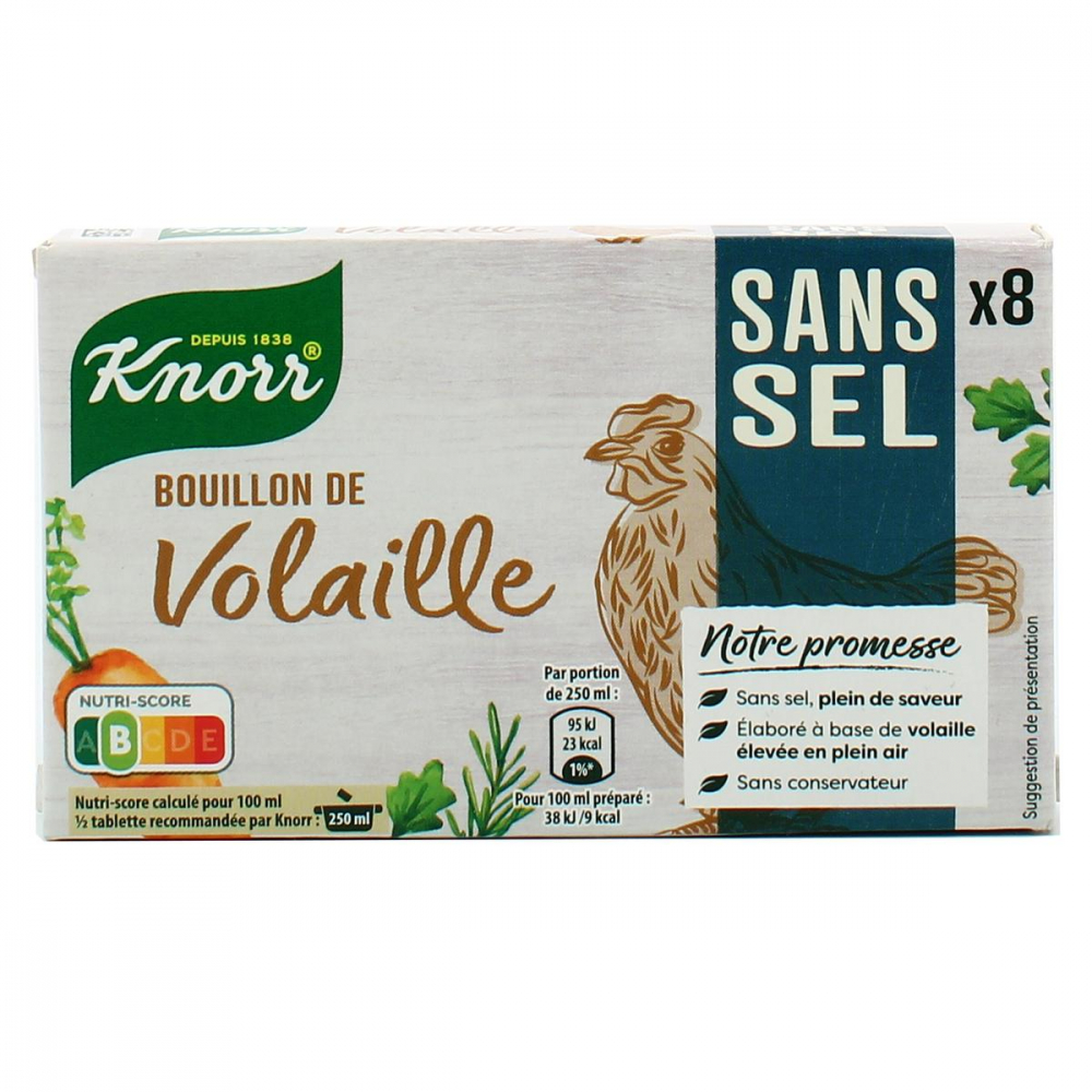 Bouillon de volaille sans sel x8 - KNORR