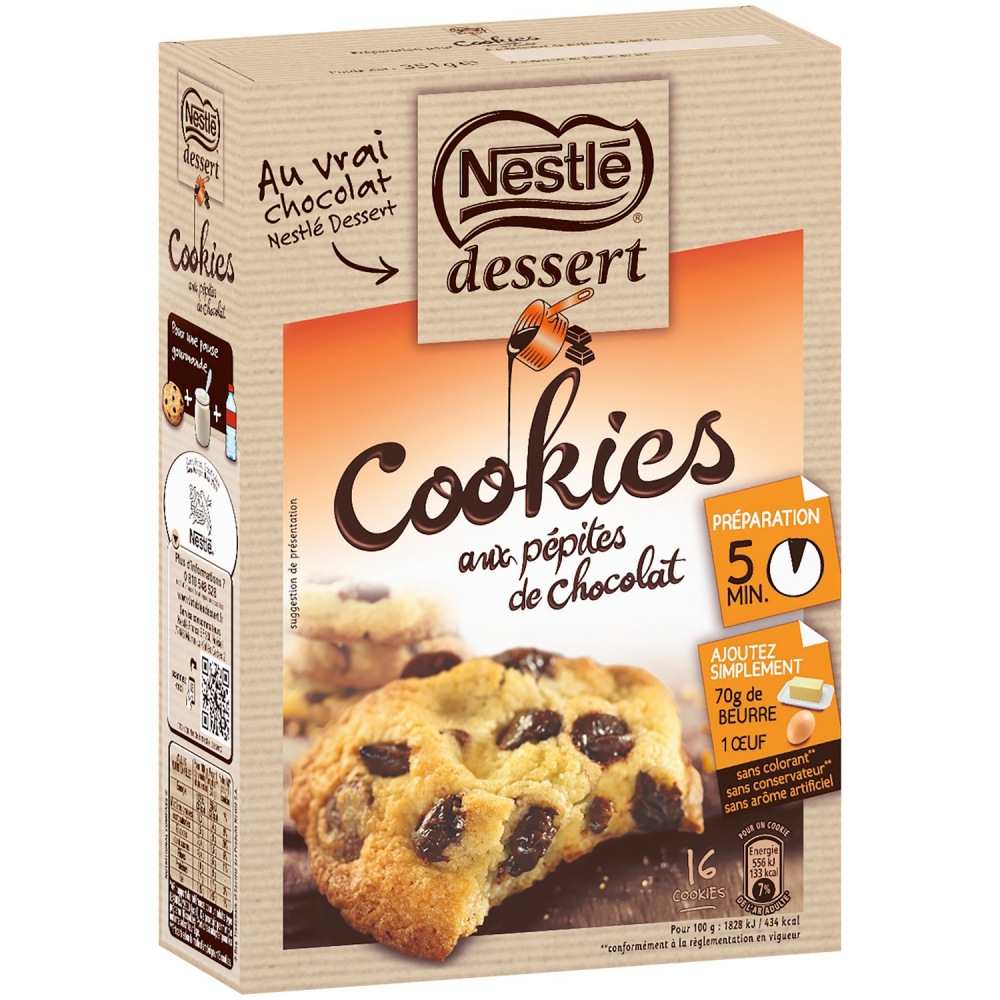 Préparation gâteau cookies pépites chocolat 351g - NESTLE