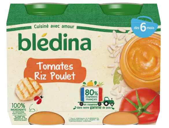 Petit Pots Tomates Riz Poulet 2x200g - BLEDINA