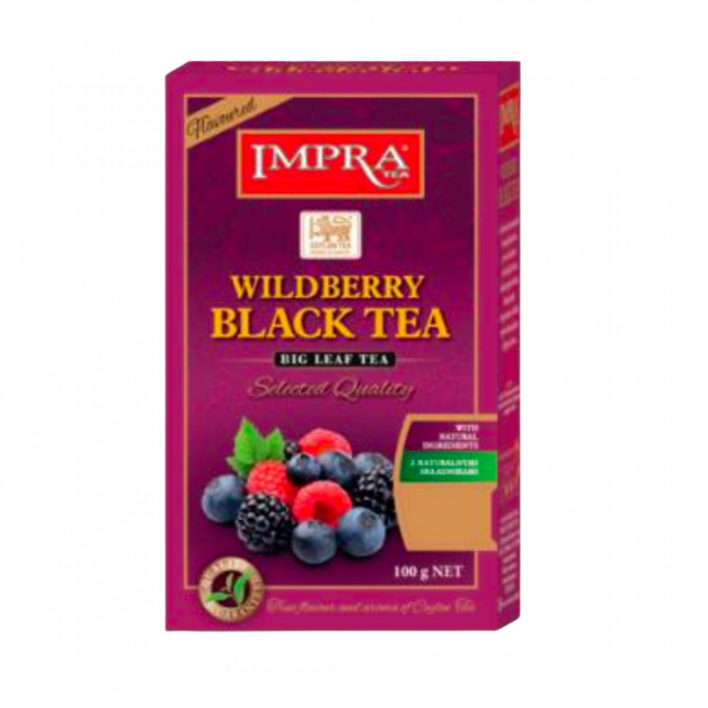 Impra,  Black Tea, Packeted, Flavoured Wildberry âwith Natural Piecesâ Big Leaf, 100gx30