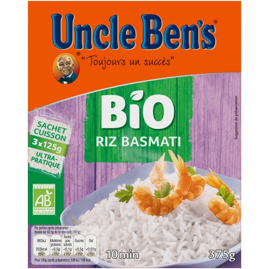 Riz Basmati Bio 375g - UNCLE BENS
