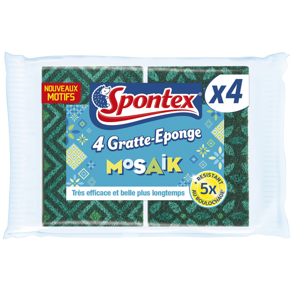 Gratte-éponge mosaik x4 - SPONTEX