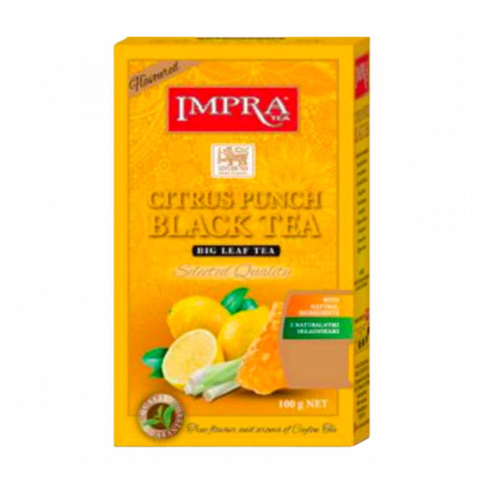 Impra,  Black Tea, Packeted, Flavoured Citrus Punch âwith Natural Piecesâ Big Leaf,  100gx30