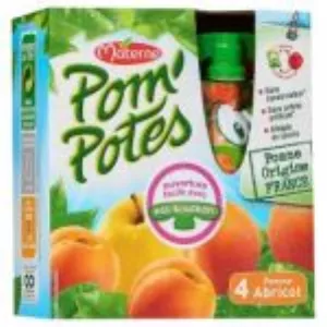 Composte Di Frutta Delle Nostre Regioni Mela Albicocca del Rodano-Alpi Senza Zuccheri Aggiunti 4x90g - Pom'potes