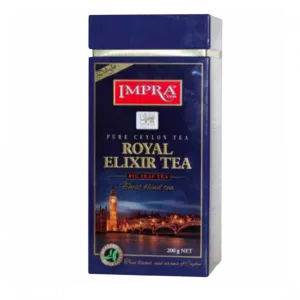 Impra,  Ceylon Tea, Packeted Black Tea, Flavoured "royal Elixier Knight" Big Leaf,  200gx6, Square Metal Caddy
