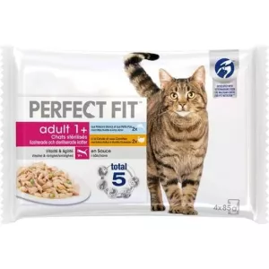 Sachets fraîcheur en sauce poisson dinde pour chat adulte stérilisé 4x85g - PERFECT FIT