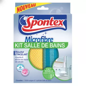 Microfibre kit salle de bains x2 - SPONTEX