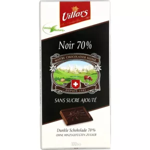 70% dark chocolate bar without added sugar 100g - VILLARS