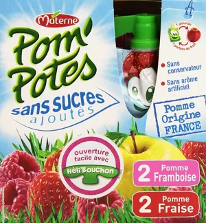 Compota de manzana Frambuesa 4x90g - POM' POTES